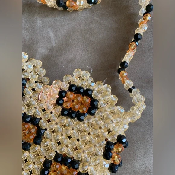 Susan Alexandra Leopard Heart Beaded Crossbody Shoulder Bag Purse - Picture 15 of 15